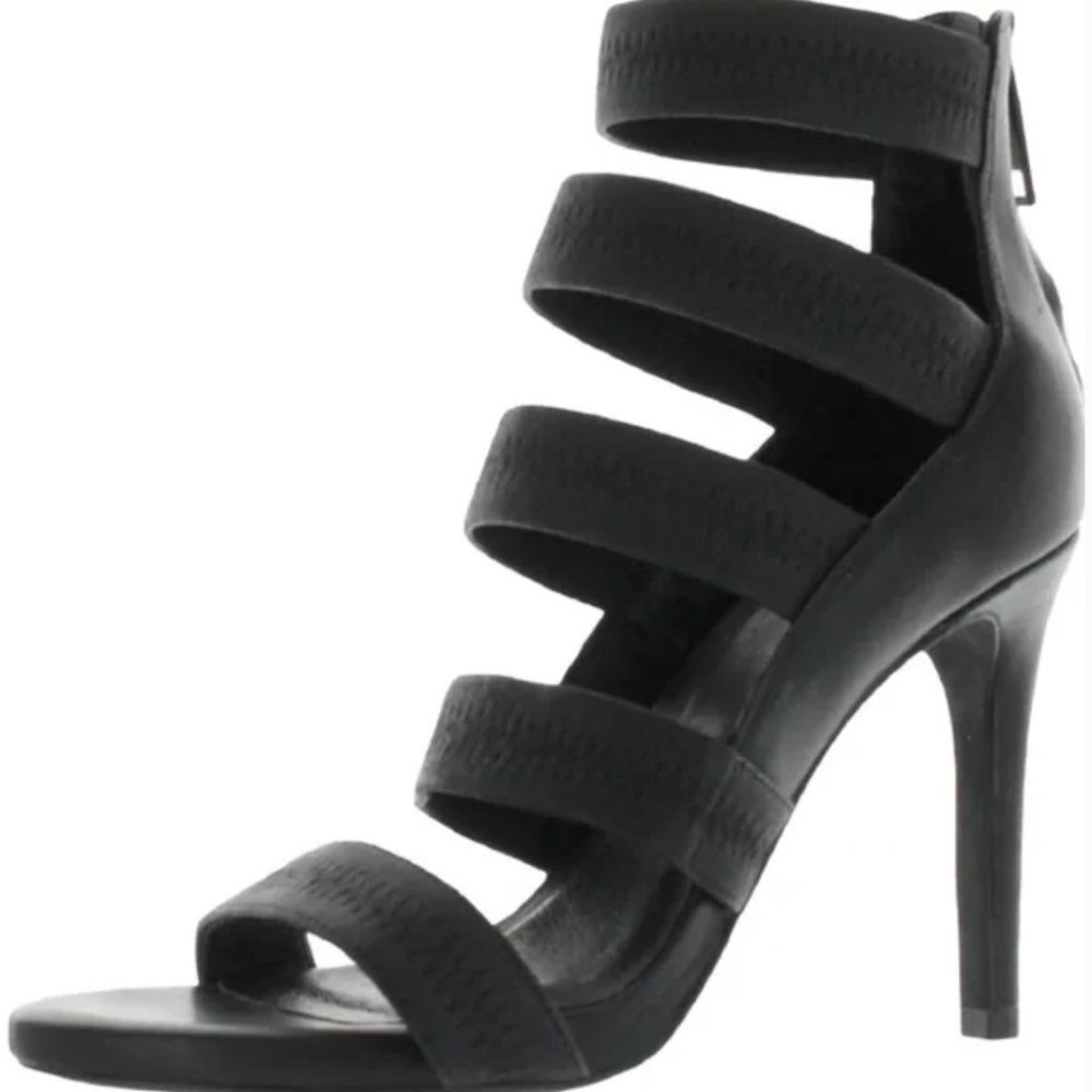 Joie Black Leather Heels with Stretchy Straps